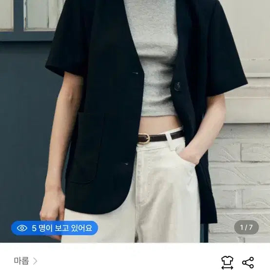 [BUNJANG] Marob No-Collar Short-Sleeve Jacket / 마롭 노카라 반팔 자켓