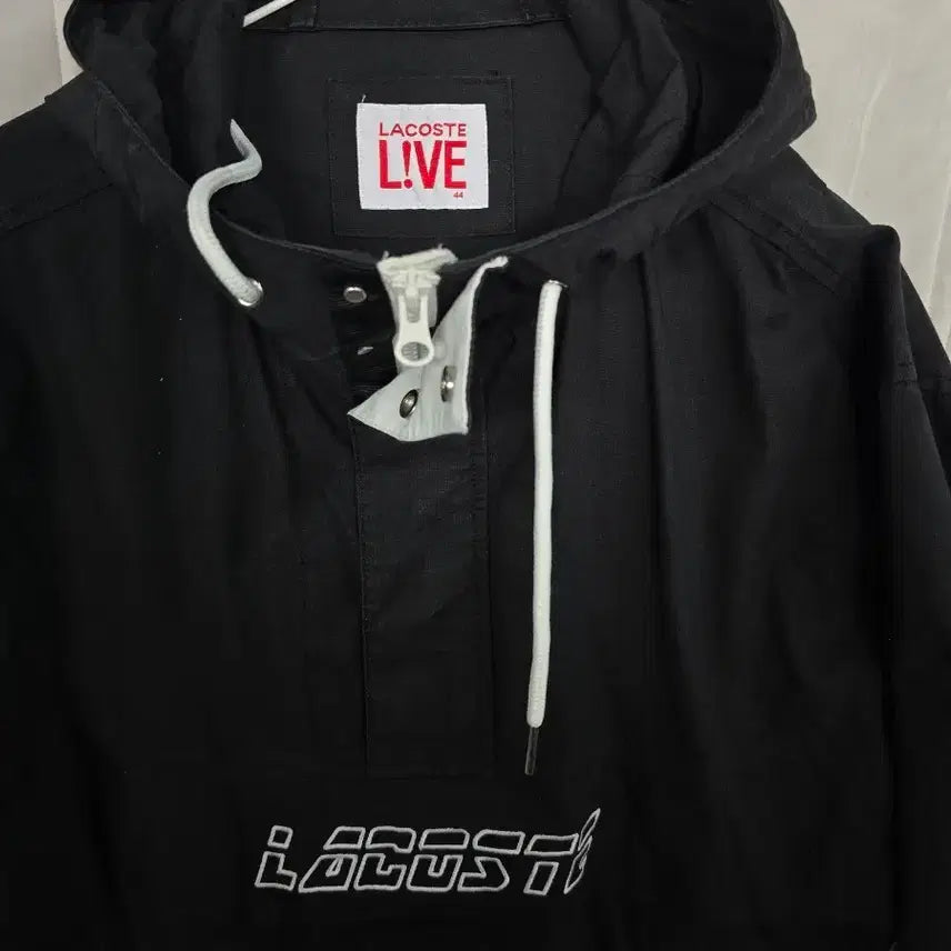 [BUNJANG] Lacoste Live Black Hooded Anorak / 라코스테 라이브 블랙 후드 아노락