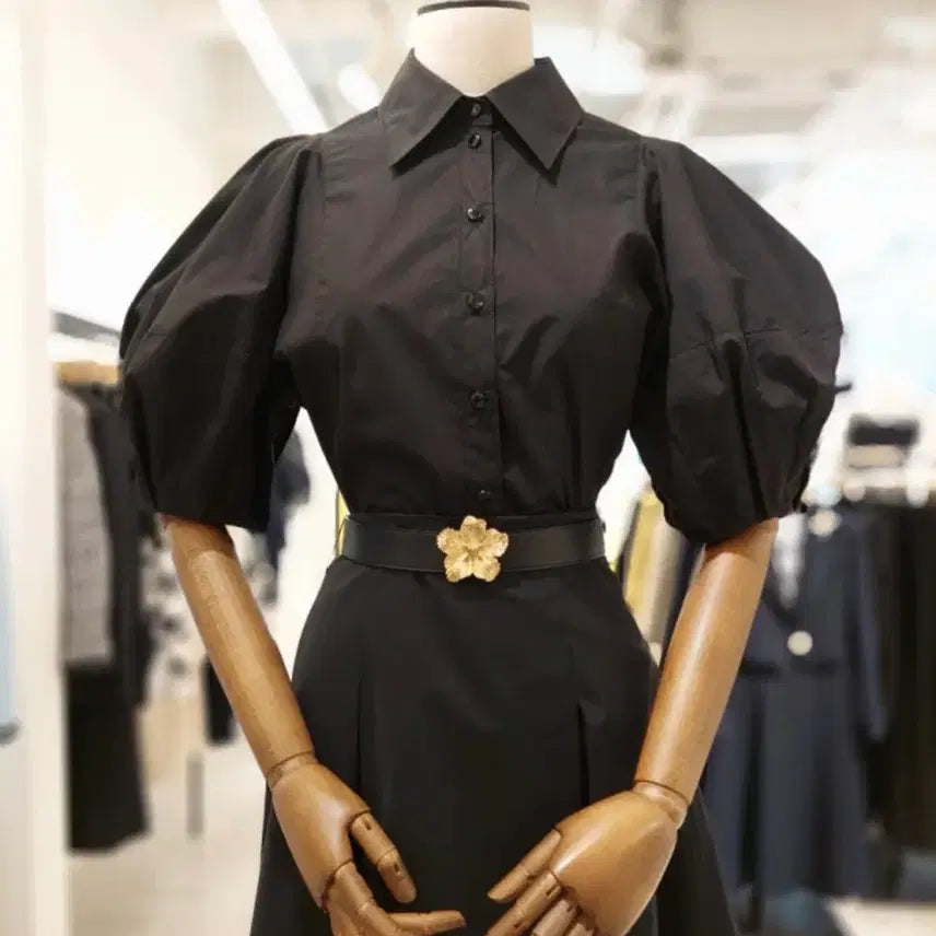 [BUNJANG] MOJO.S.FINE Black Collar Neck Puff Sleeve Blouse / 모조에스핀 카라넥 퍼프소매 블라우스 블랙