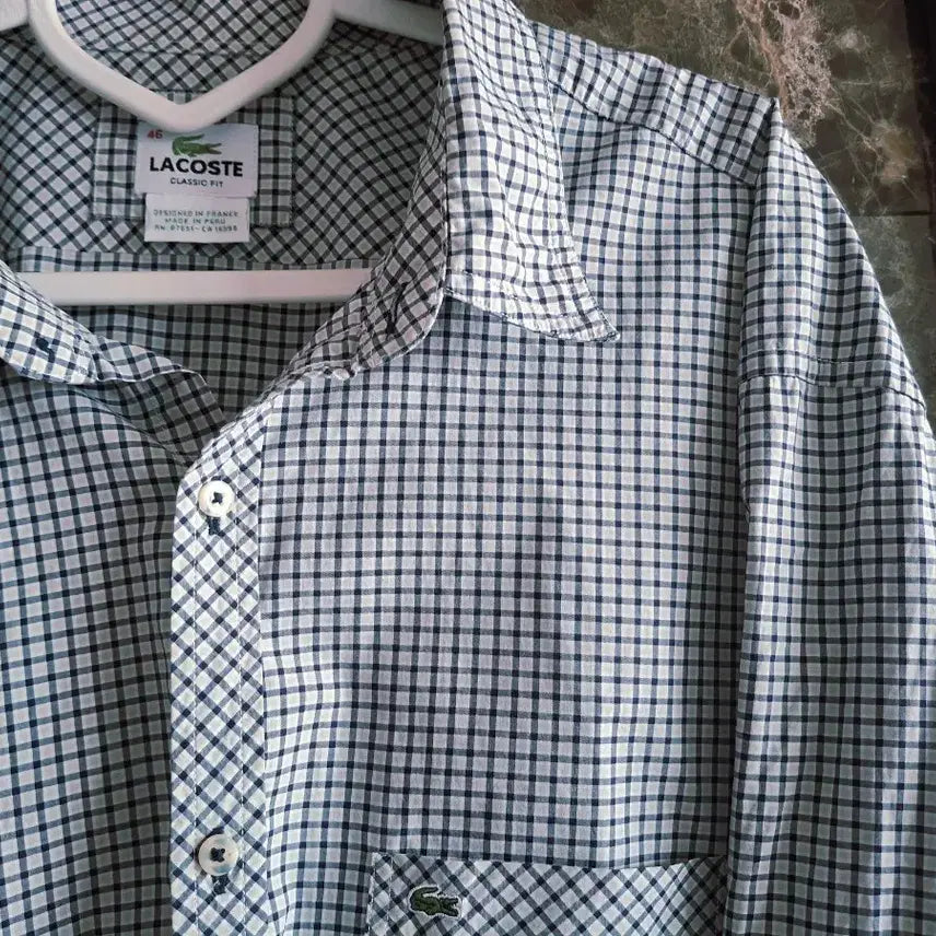 [BUNJANG] Lacoste Classic Fit Check Shirt / 라코스테 클래식핏 체크 셔츠 남방