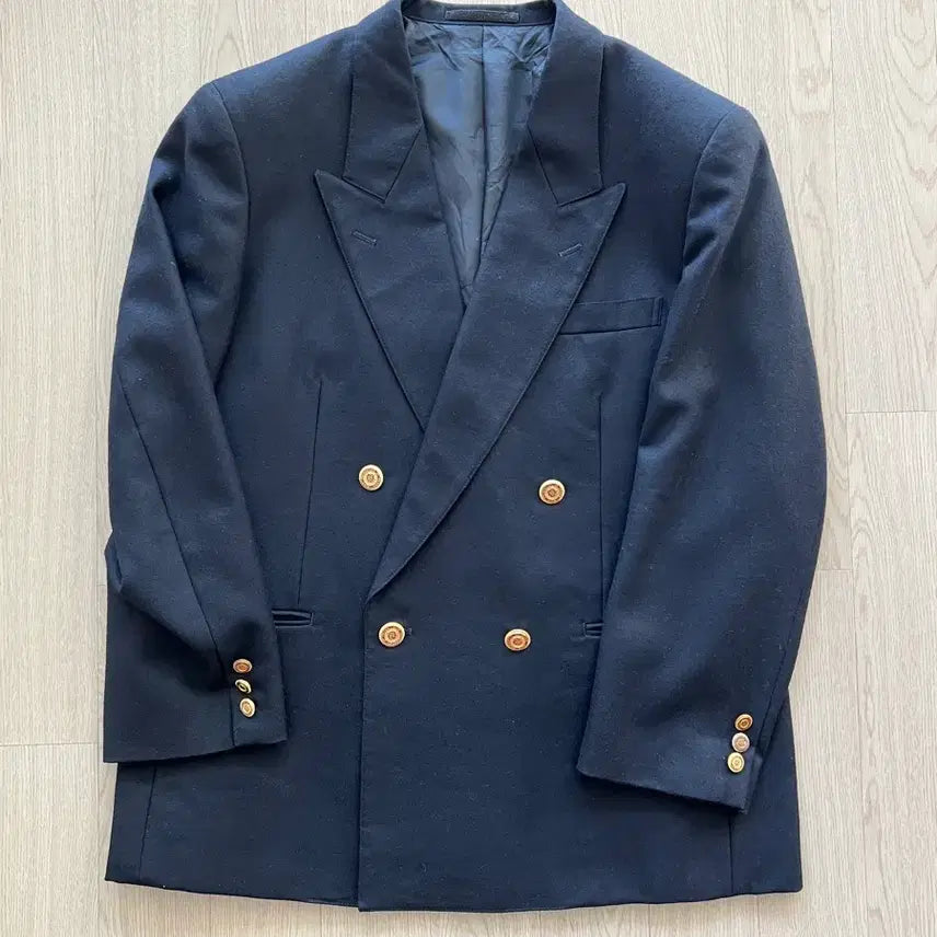 [BUNJANG] Vintage Navy Gold Button Double-Breasted Blazer (4-Button) M / 빈티지 네이비 금장 더블 블레이져 (4버튼 ) M