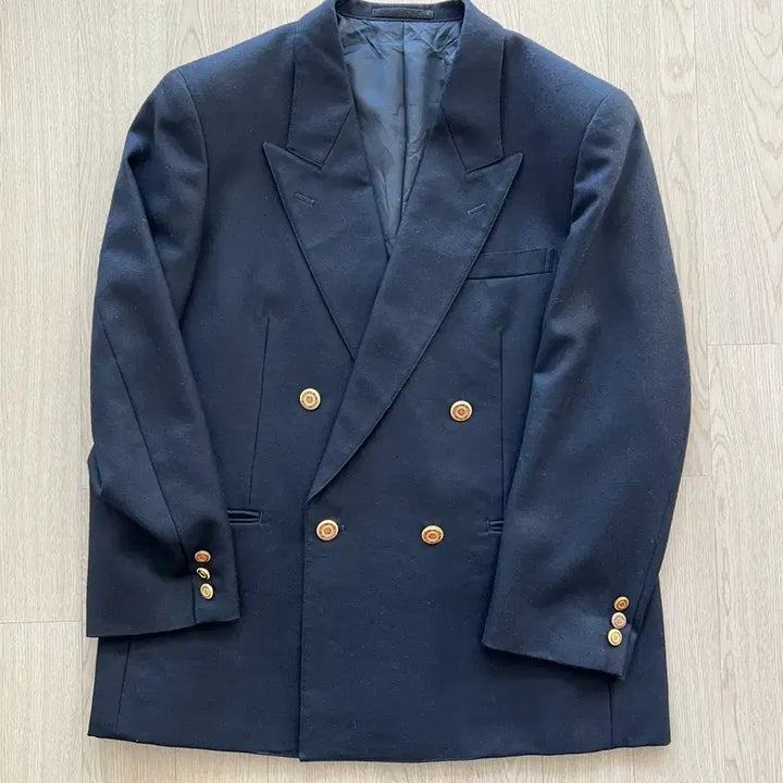 [BUNJANG] Vintage Navy Gold Button Double-Breasted Blazer (4-Button) M / 빈티지 네이비 금장 더블 블레이져 (4버튼 ) M