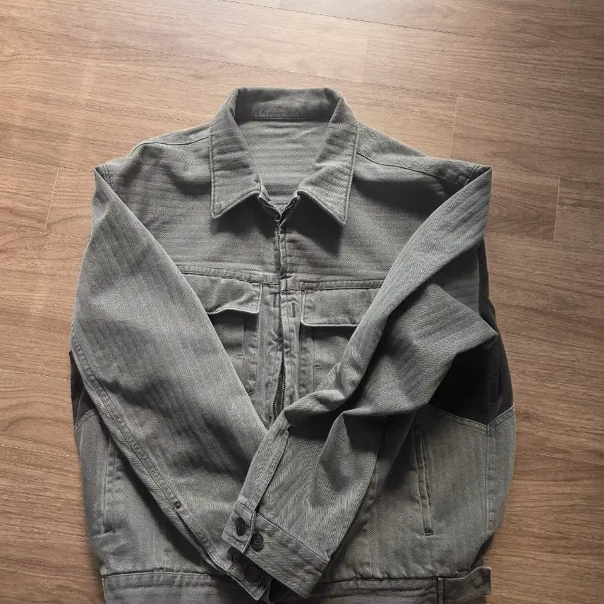 [BUNJANG] Politeu Haeringbon Twill Zip Trucker Jacket / 폴리테루 해링본 트윌 집 트러커 3 급처