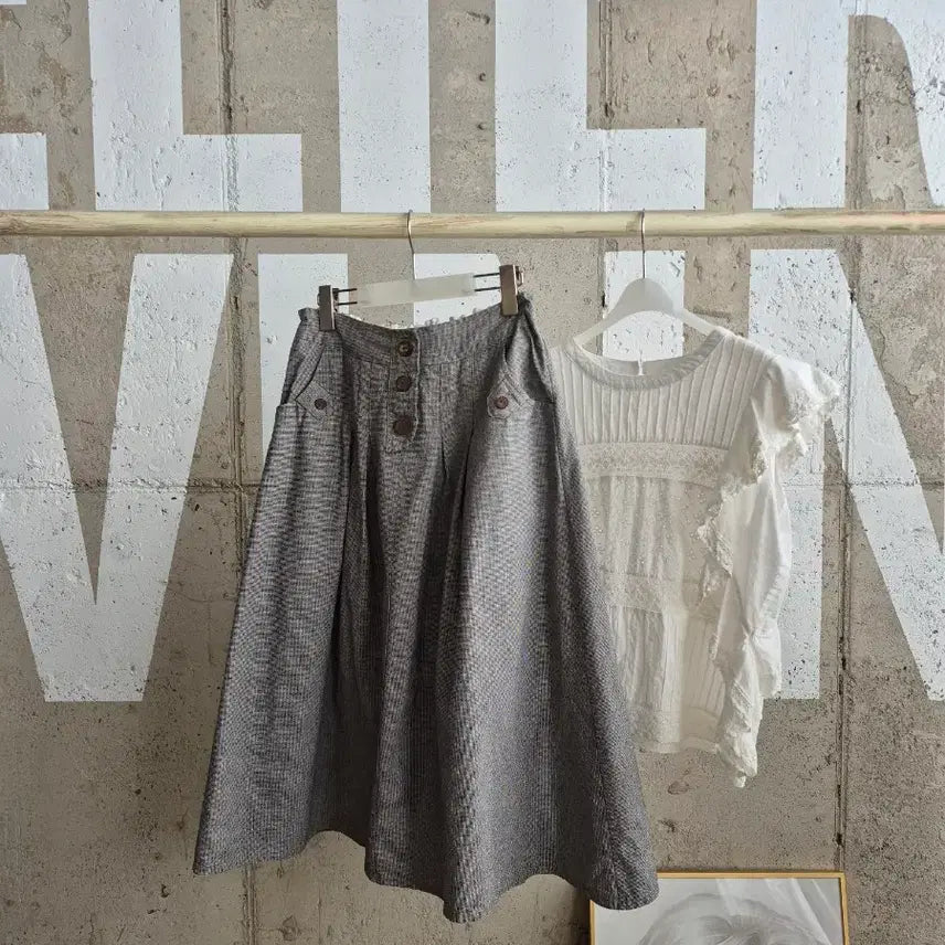 [BUNJANG] Check Pattern Flare Long Skirt / 고퀄)체크패턴 플레어스커트