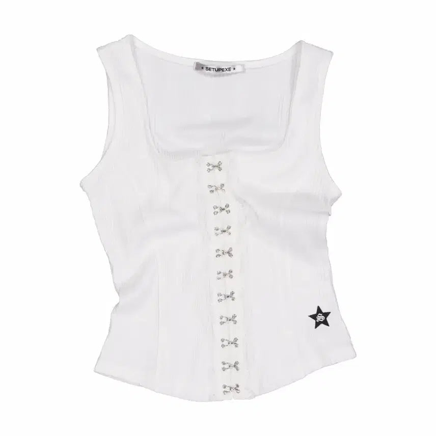 [BUNJANG] SET UP EX Lace Hook Sleeveless Top White / 셋업이엑스이 LACE HOOK SLEEVELESS / WHITE