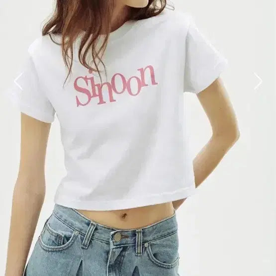 [BUNJANG] Sinoon Cropped Short-Sleeve T-Shirt / Sinoon 시눈 로고 티셔츠 핑크 (단종)