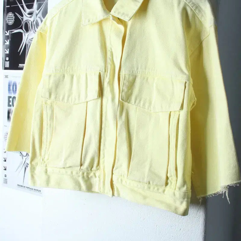 [BUNJANG] Zara Zip-Up Windbreaker Jacket Cropped Yellow / W(M) 자라 집업 바람막이 점퍼자켓 트러커 크롭 노랑 개나리-7697