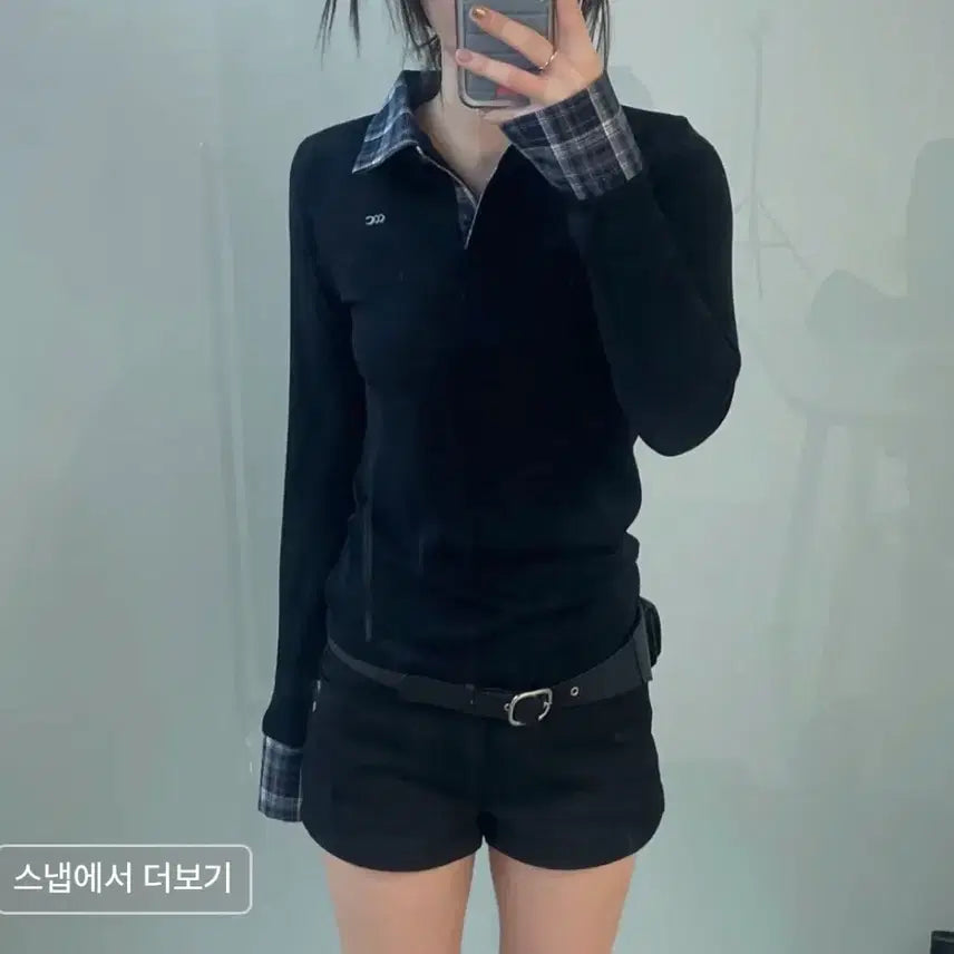 [BUNJANG] Chicks Checkpoint Collar Long Sleeve Black / 칙스 체크포인트 카라 롱슬리브 블랙