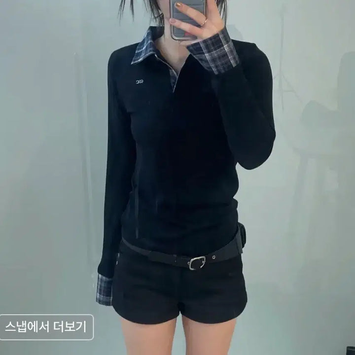 [BUNJANG] Chicks Checkpoint Collar Long Sleeve Black / 칙스 체크포인트 카라 롱슬리브 블랙