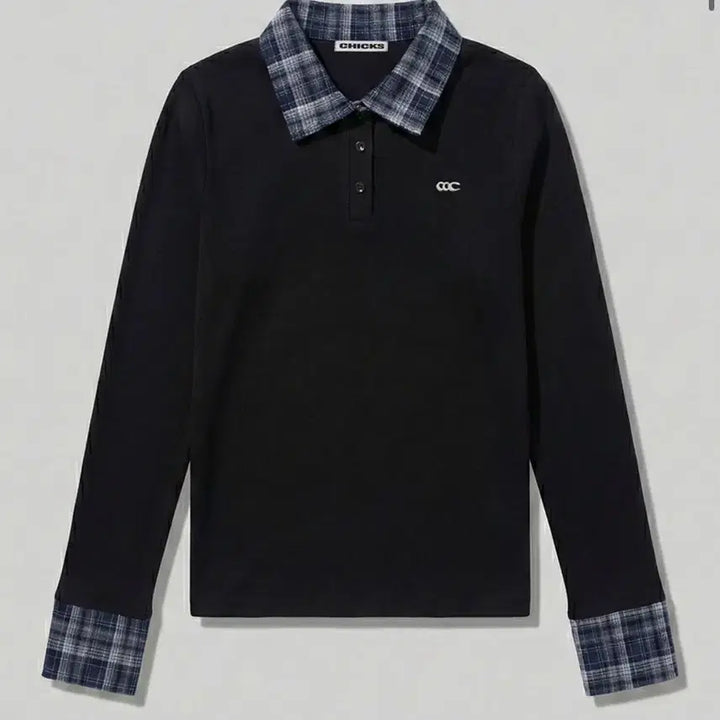 [BUNJANG] Chicks Checkpoint Collar Long Sleeve Black / 칙스 체크포인트 카라 롱슬리브 블랙