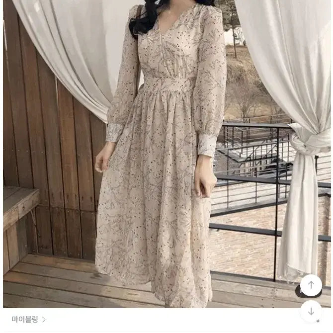 [BUNJANG] Amuse Wrap Style Chiffon Long Dress Beige / 어뮤즈 랩스타일 쉬폰 롱원피스 55 66 베이지