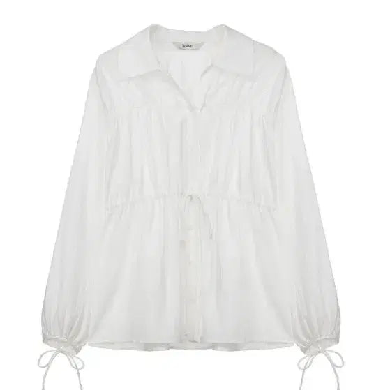 [BUNJANG] RAIVE White Shirring Blouse Long Sleeve / 레이브 화이트 셔링 블라우스 롱 슬리브
