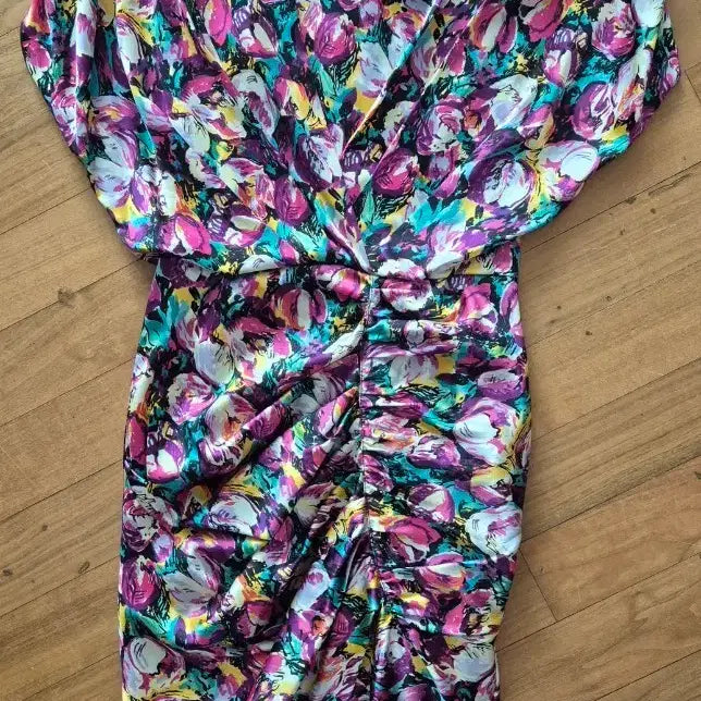 [BUNJANG] MICHAA Flower Shirring Silk Dress / 미샤 플라워 셔링 견 원피스