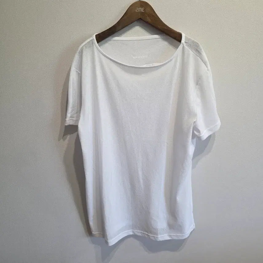 [BUNJANG] Mulawear White Polyester Short Sleeve T-Shirt Size 4 / 뮬라웨어 화이트 폴리에스터 반팔 티셔츠 4