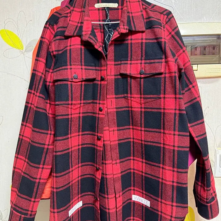 [BUNJANG] Off-White Red Check Flannel Shirt XS / 오프화이트 플란넬 셔츠 XS