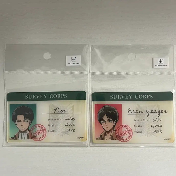 [BUNJANG] Attack on Titan Survey Corps Badge Acrylic Card - Levi &amp; Eren / 진격거 병단증 아크릴 카드 리바이 에렌 판매