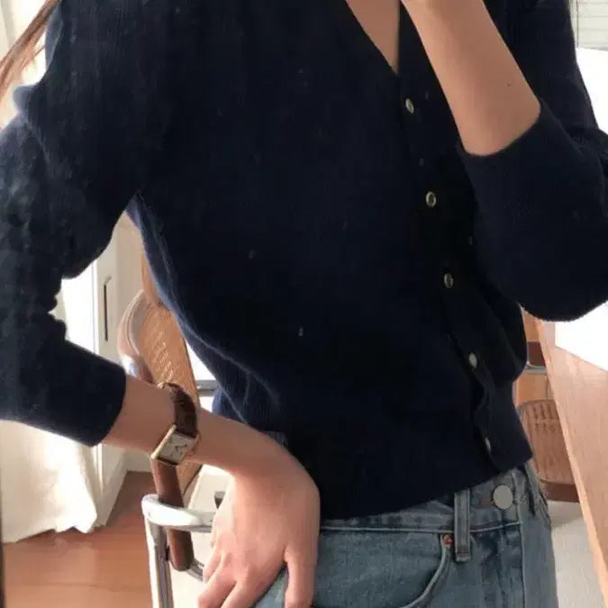 [BUNJANG] ounce Amy Cotton Cardigan Navy / 온스 ounce 에이미 코튼 가디건 네이비