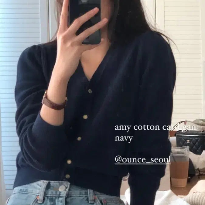 [BUNJANG] ounce Amy Cotton Cardigan Navy / 온스 ounce 에이미 코튼 가디건 네이비