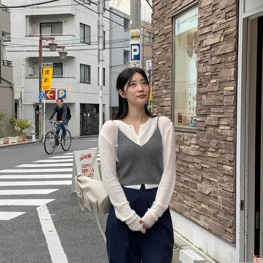 [BUNJANG] Lamure Knit Bustier Charcoal / 라무어 니트 뷔스티에 그레이 챠콜 가내스라 모던로브