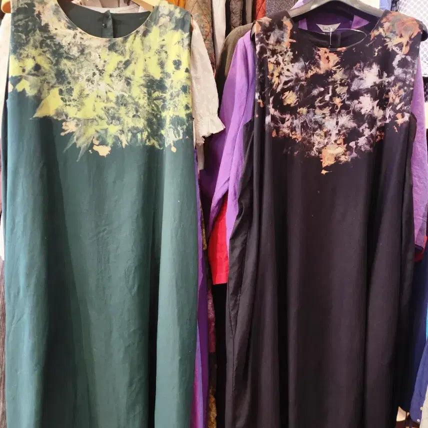 [BUNJANG] Natural Dyed Linen Dress Size 88 / 새것)그린린넨 염색원피스 88