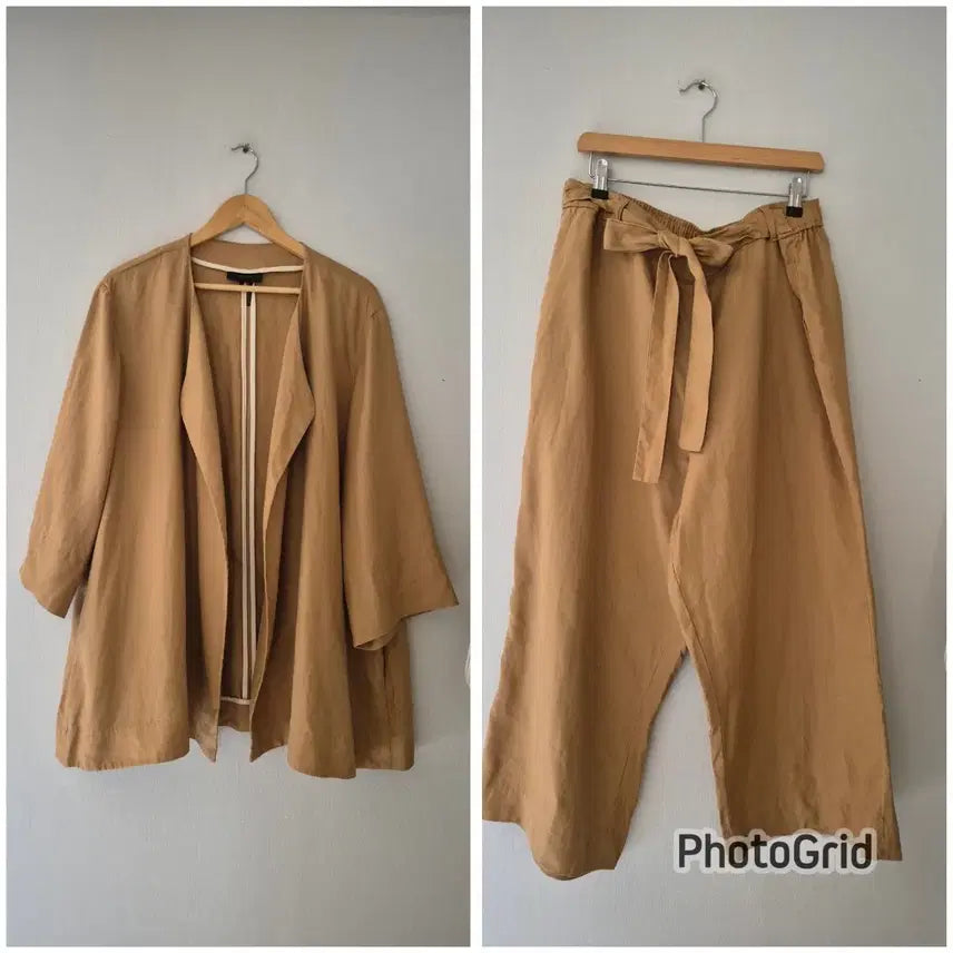 [BUNJANG] Donacaran Linen Jacket &amp; Wide Pants Set / [도나카란] 린넨 자켓 &amp;와이드 팬츠 세트