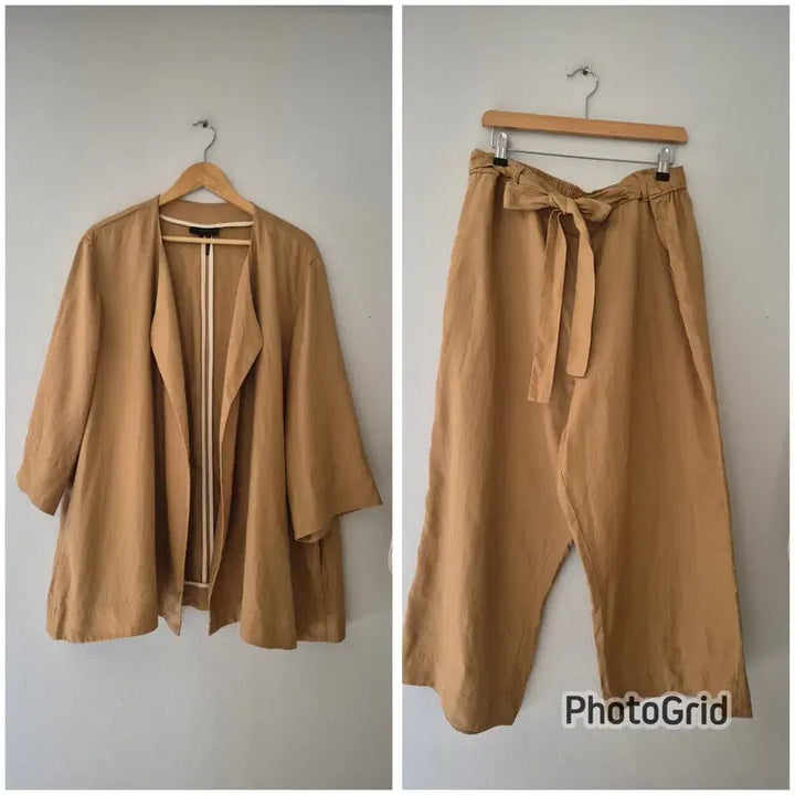 [BUNJANG] Donacaran Linen Jacket &amp; Wide Pants Set / [도나카란] 린넨 자켓 &amp;와이드 팬츠 세트
