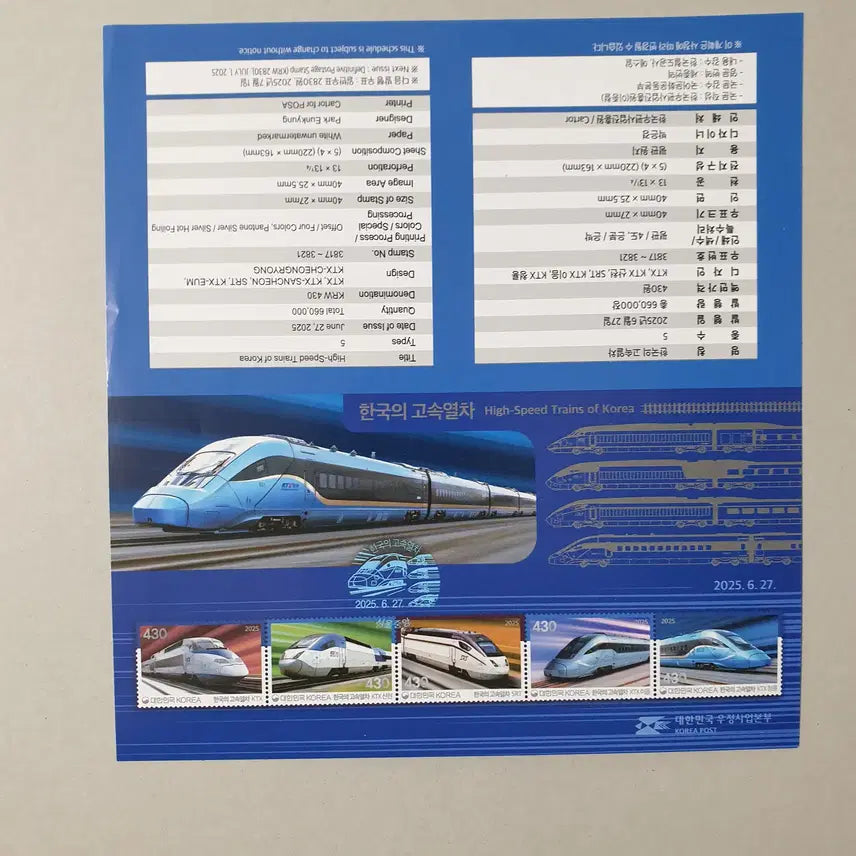 [BUNJANG] Korean High-Speed Train Postage Stamp / 한국의 고속열차 전지 우표
