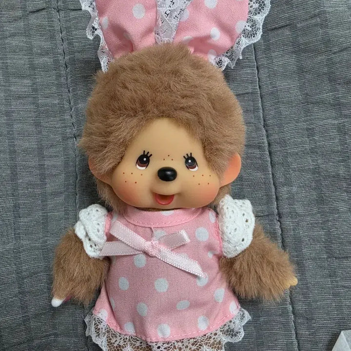 [BUNJANG] Monchhichi New Bunny Dot Pink Charm Keychain (Girl) / 홍콩 몬치치 신상 바니 도트 핑크 키링 여아