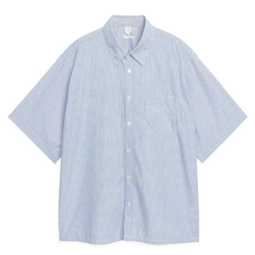 [BUNJANG] Arket Oversized Blue Stripe Short Sleeve Shirt Size 48 / 아르켓 오버핏 블루 스트라이프 반팔 셔츠 48사이즈