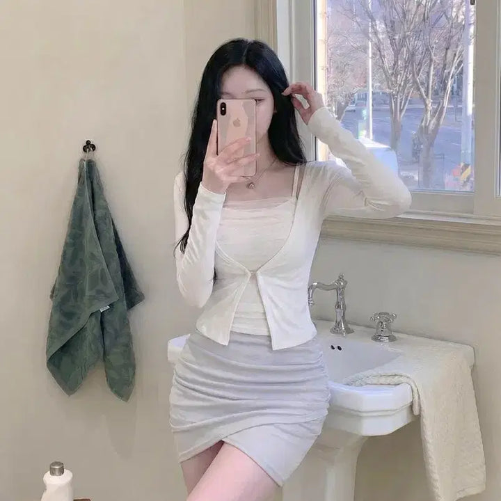 [BUNJANG] Shape of a Woman Shirring Tulip Skirt / 새상품 쉐입아워 골반패드 셔링 튤립스커트