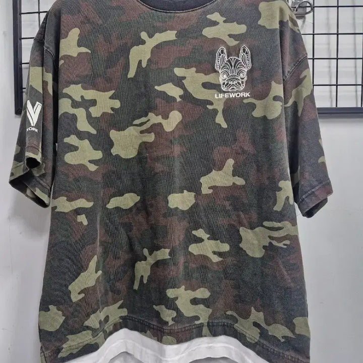 [BUNJANG] Life Work Camo Layered Short Sleeve T-Shirt 100L / 100L 라이프워크 카모 레이어드 반팔 티셔츠