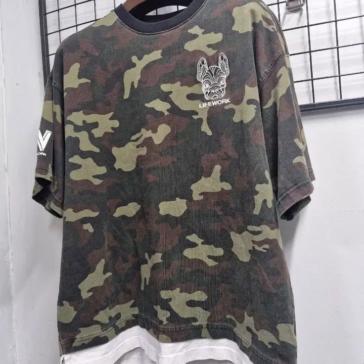 [BUNJANG] Life Work Camo Layered Short Sleeve T-Shirt 100L / 100L 라이프워크 카모 레이어드 반팔 티셔츠