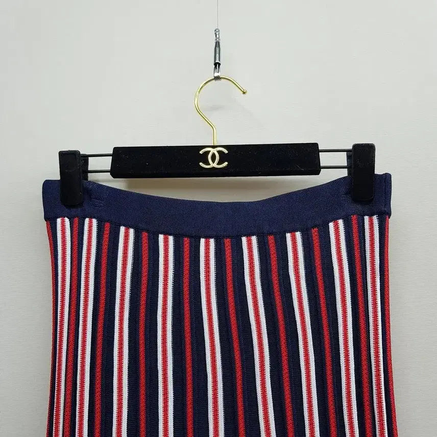[BUNJANG] Sandro Color-Block Stripe Pleated Knit Long Skirt / 산드로 Sandro 배색 스트라이프 플리츠 니트 롱스커트 2사이즈