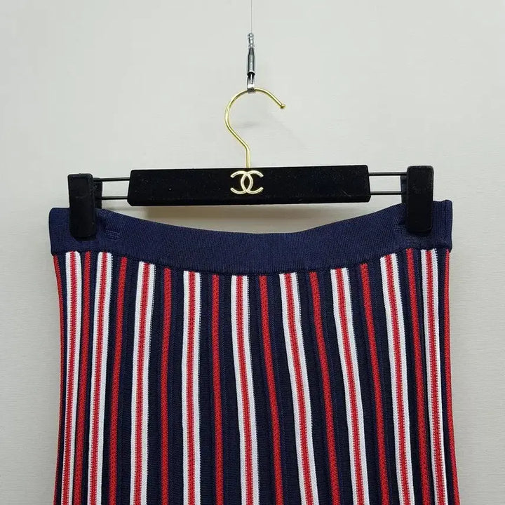 [BUNJANG] Sandro Color-Block Stripe Pleated Knit Long Skirt / 산드로 Sandro 배색 스트라이프 플리츠 니트 롱스커트 2사이즈