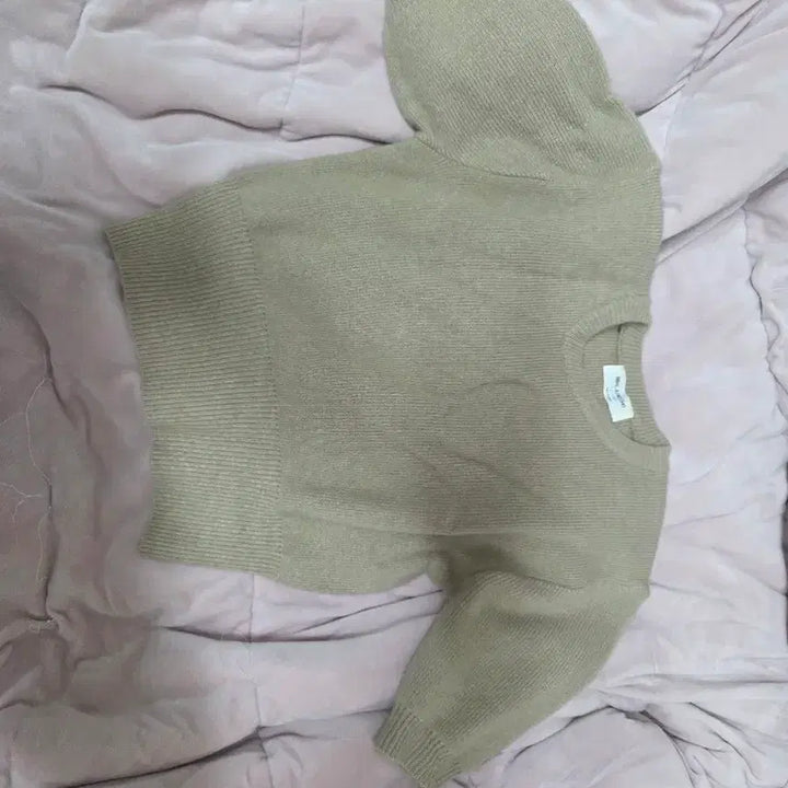 [BUNJANG] Beige Cropped Short-Sleeve Knit Top / 베이지 크롭 반팔니트