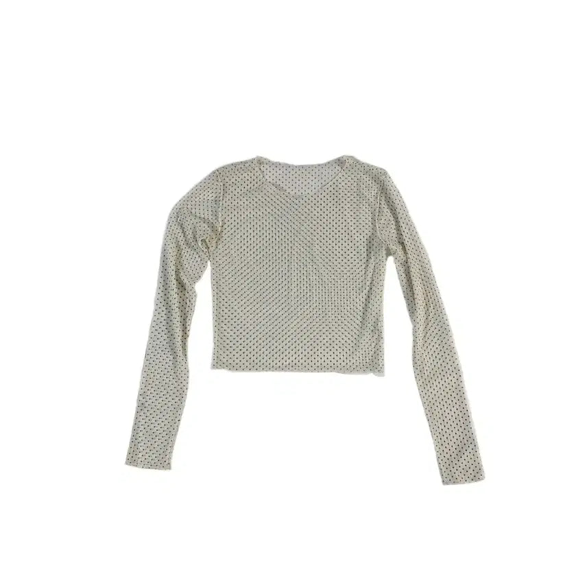 [BUNJANG] Sheer Dot Long Sleeve Layering Top / 도트 시스루 레이어드용 긴팔티 빈티지 페미닌