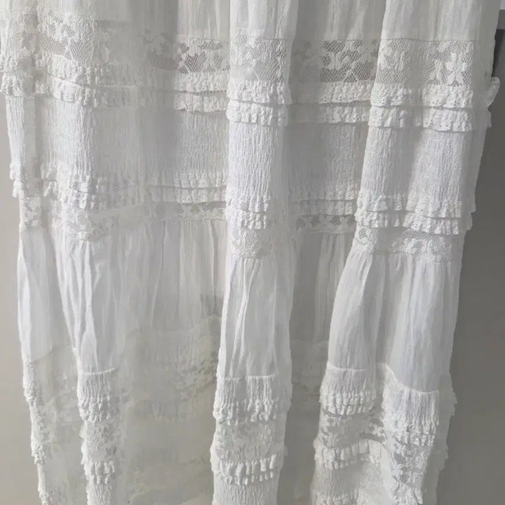 [BUNJANG] White Lace Frill Long Skirt / 화이트 레이스 롱 스커트 프릴 치마