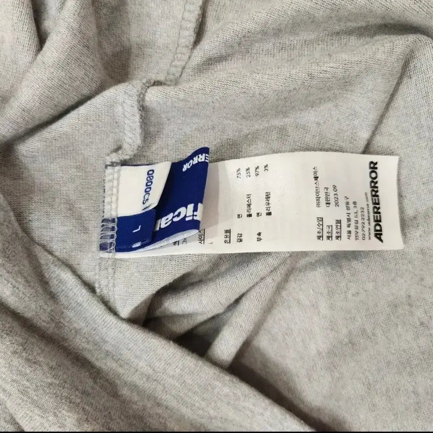 [BUNJANG] Ader Error Significant Grey T-Shirt (L) / (L) 아더에러 시그니피컨트 그레이 티셔츠