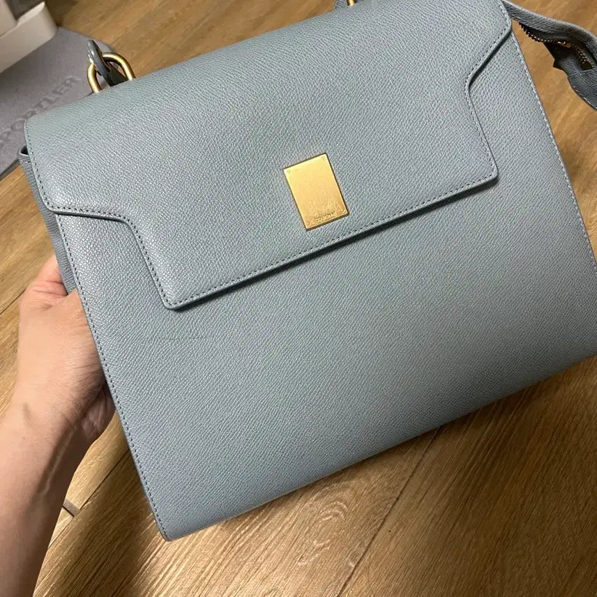 [BUNJANG] Couronne Sky Gray Leather Tote Bag / 쿠론 스카이 그레이 토트백