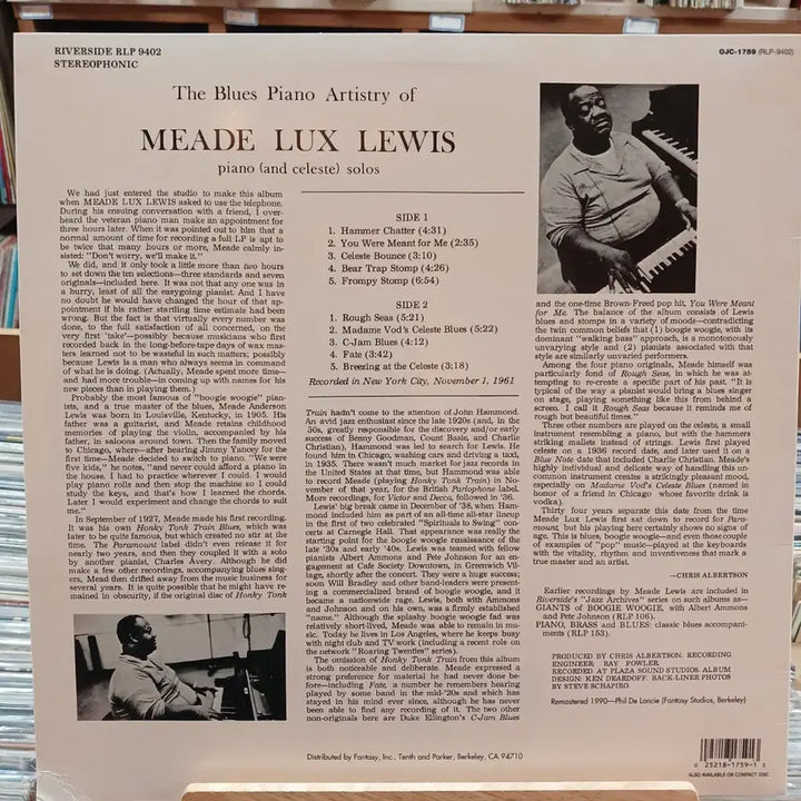 [BUNJANG] Meade Lux Lewis Jazz Blues Piano LP / 재즈 블루스 피아노 MEADE LUX LEWIS LP