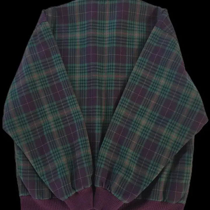 [BUNJANG] Lacoste Check Bomber Jacket / 라코스테 빈티지 체크 양면 리버시블 블루종 자켓