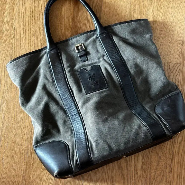[BUNJANG] Saint Laurent Canvas Leather Tote Bag / 입생로랑 캔버스 레더 토트백