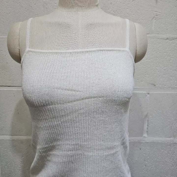 [BUNJANG] Cool Material Knit Crop Tank Top - Cream / 쿨소재 니트 크롭 나시- 크림색