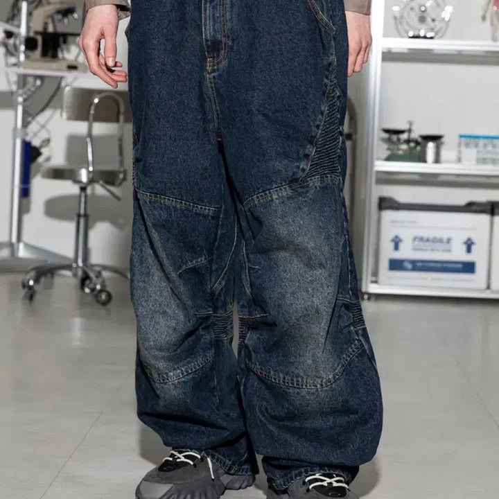 [BUNJANG] Glake Nicap Biker Denim Pants XL / 글랙 니캡 바이커 데님 팬츠