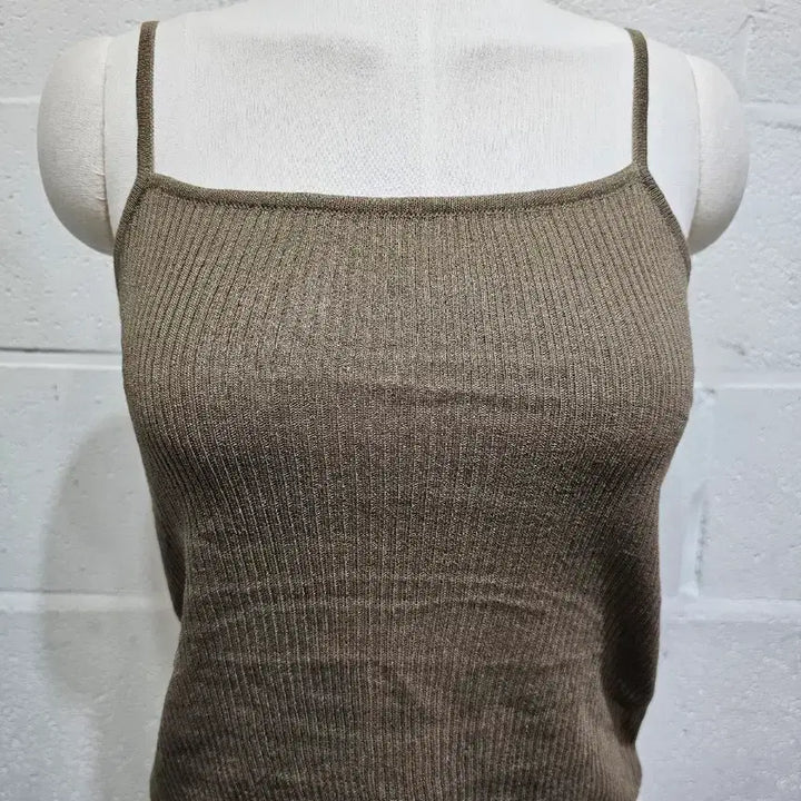 [BUNJANG] Cool Material Knit Crop Tank Top - Deep Brown / 쿨소재 니트 크롭 나시- 진브라운