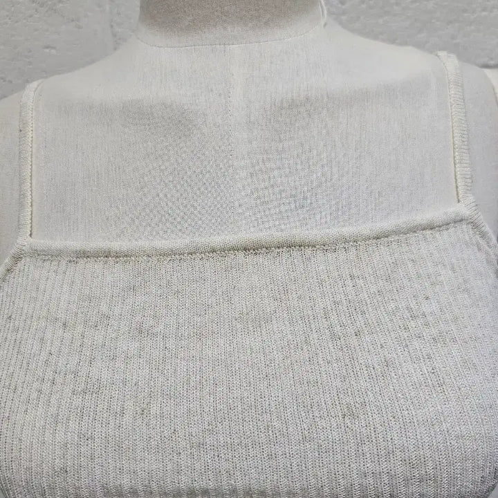 [BUNJANG] Cooling Knit Crop Tank Top - Heather Beige / 쿨소재 니트 크롭 나시- 멜란지베이지