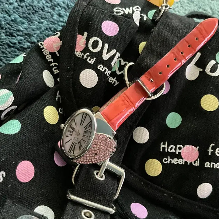 [BUNJANG] 00s Pastel Dot Mori Girl Y2K Backpack / 00s파스텔 멀티 블랙 도트 모리걸 y2k 백팩