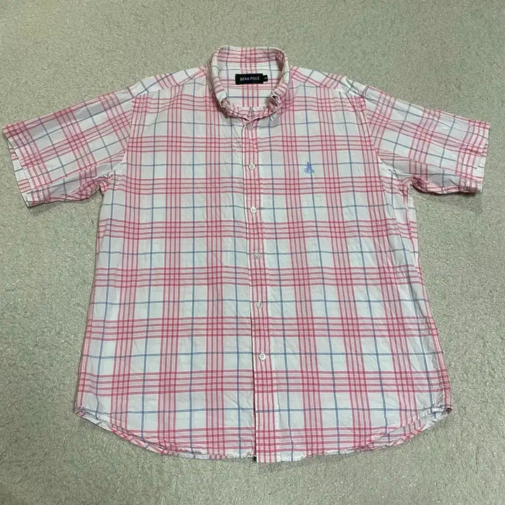 [BUNJANG] Beanpole Pink Check Short Sleeve Shirt 100 / 빈폴 핑크 체크 반팔 셔츠 100