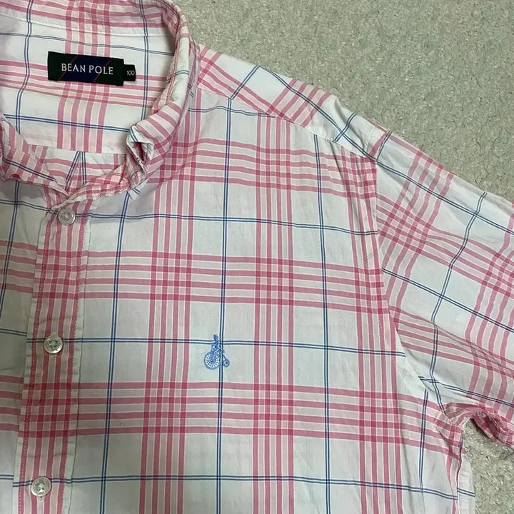 [BUNJANG] Beanpole Pink Check Short Sleeve Shirt 100 / 빈폴 핑크 체크 반팔 셔츠 100