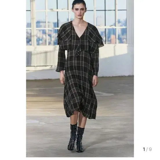 [BUNJANG] ZARA Check Frill Long Dress / ZARA 자라 체크 프릴 원피스